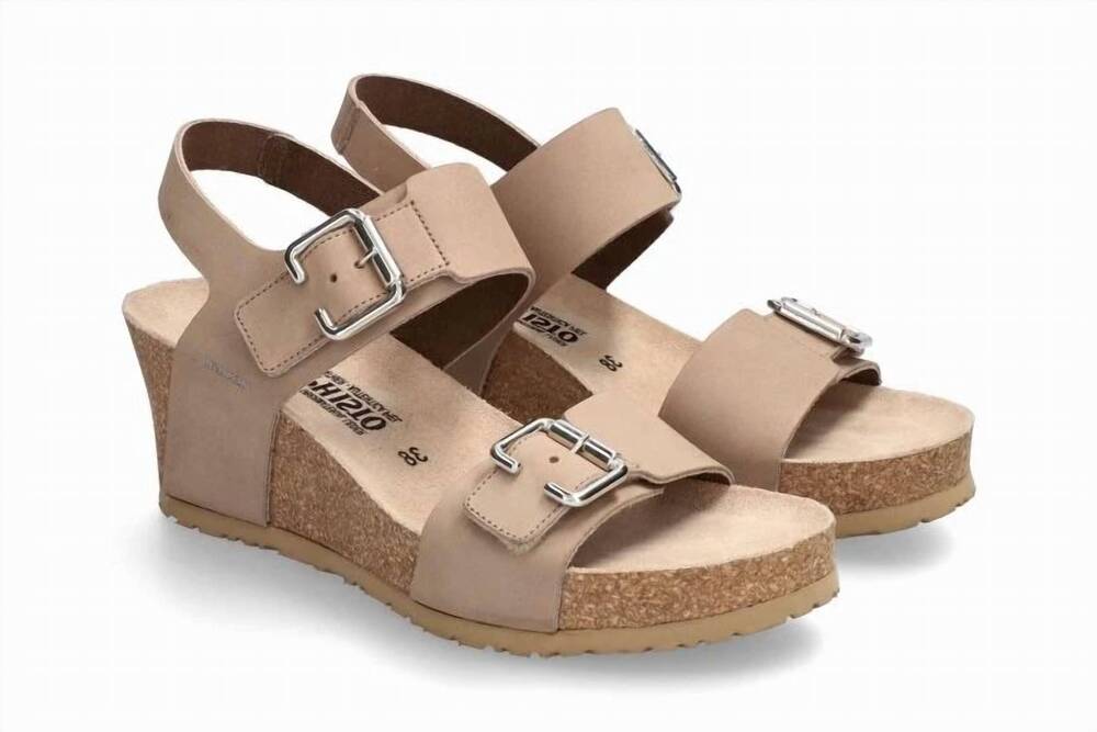 NEW MEPHISTO women's lissandra platform wedge sandal in light taupe nubuck